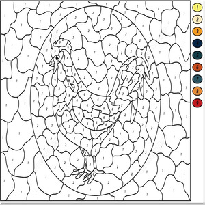 Tô Màu Theo Số Gà Trống